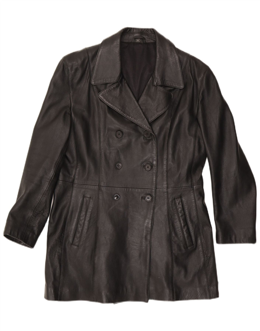 Cappotto in pelle vintage da donna EU 44 XL in pelle nera