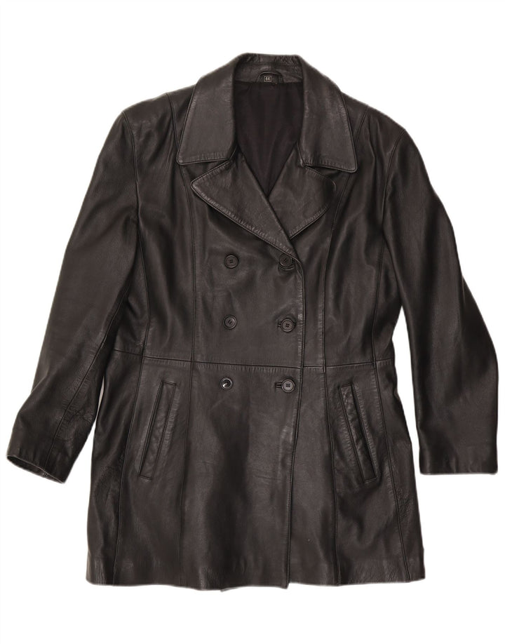 Cappotto in pelle vintage da donna EU 44 XL in pelle nera