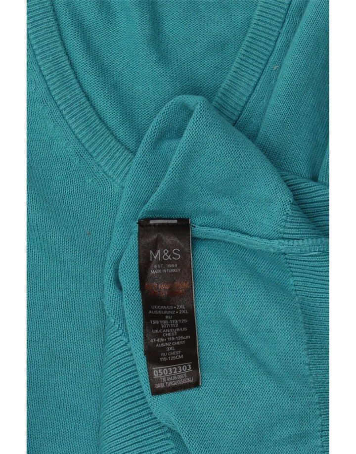 Maglione maglione con scollo a V da uomo Marks & Spencer 2XL cotone turchese