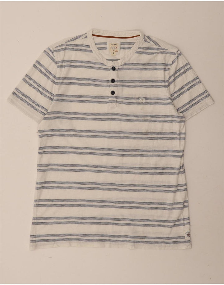 T-shirt da uomo Fat Face Top in cotone a righe bianche grandi