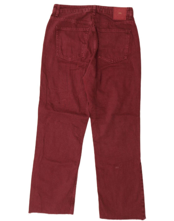 Jeans dritti a vita alta da donna Zara EU 38 piccoli W28 L27 Borgogna