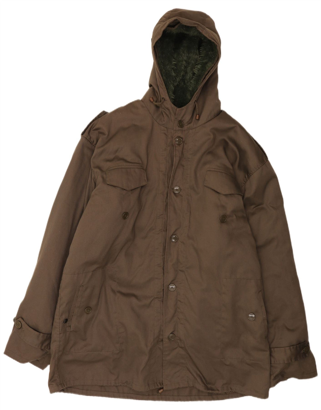Giacca parka vintage da uomo con cappuccio IT 62 6XL Marrone