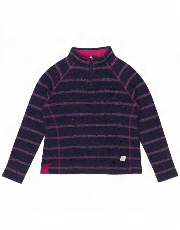Weird Fish Felpa con zip da donna con collo a zip Maglione UK 12 Medio Blu navy a righe