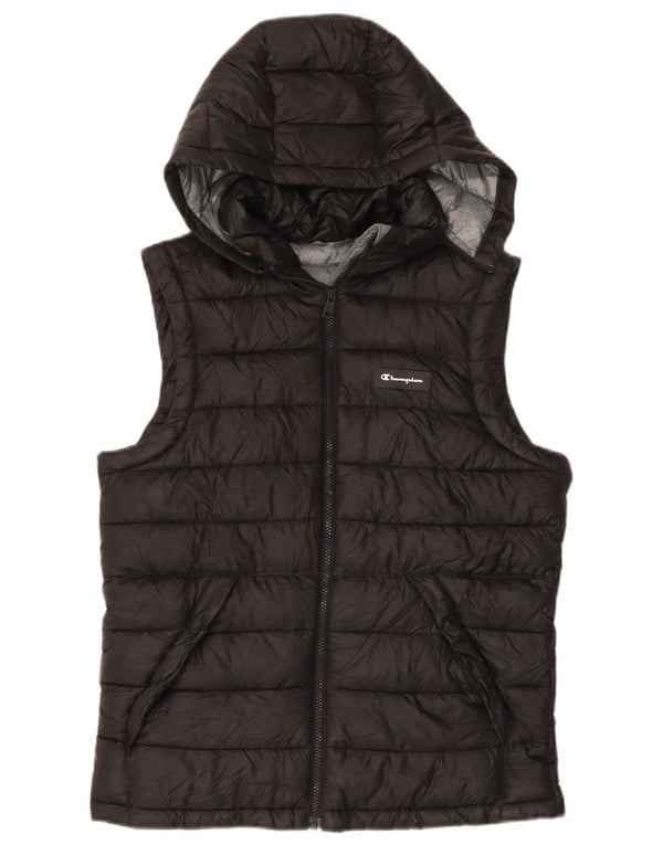 Gilet imbottito con cappuccio da uomo Champion UK 36 piccolo poliestere nero