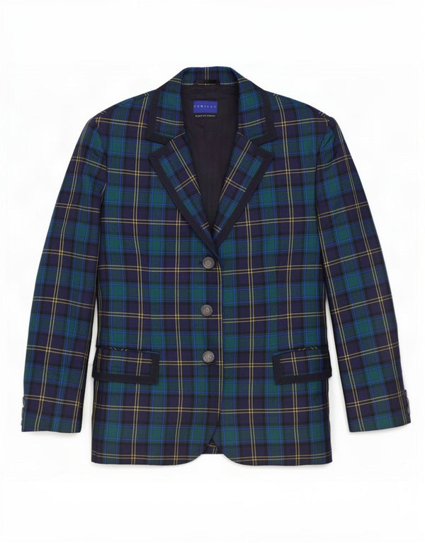 Giacca blazer a 3 bottoni da donna Dominew IT 50 XL lana vergine a quadri verdi