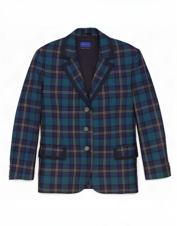 Giacca blazer a 3 bottoni da donna Dominew IT 50 XL lana vergine a quadri verdi