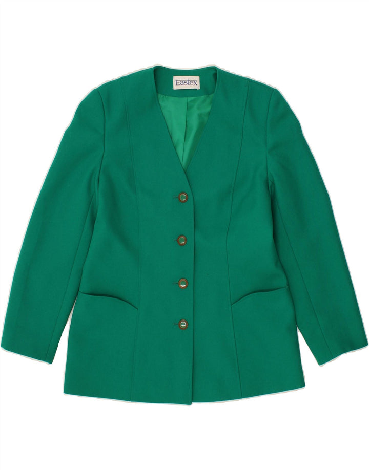 EASTEX Womens Longline 4 Button Blazer Jacket UK 10 Small Green Polyester Vintage Eastex and Second-Hand Eastex from Messina Hembry 
