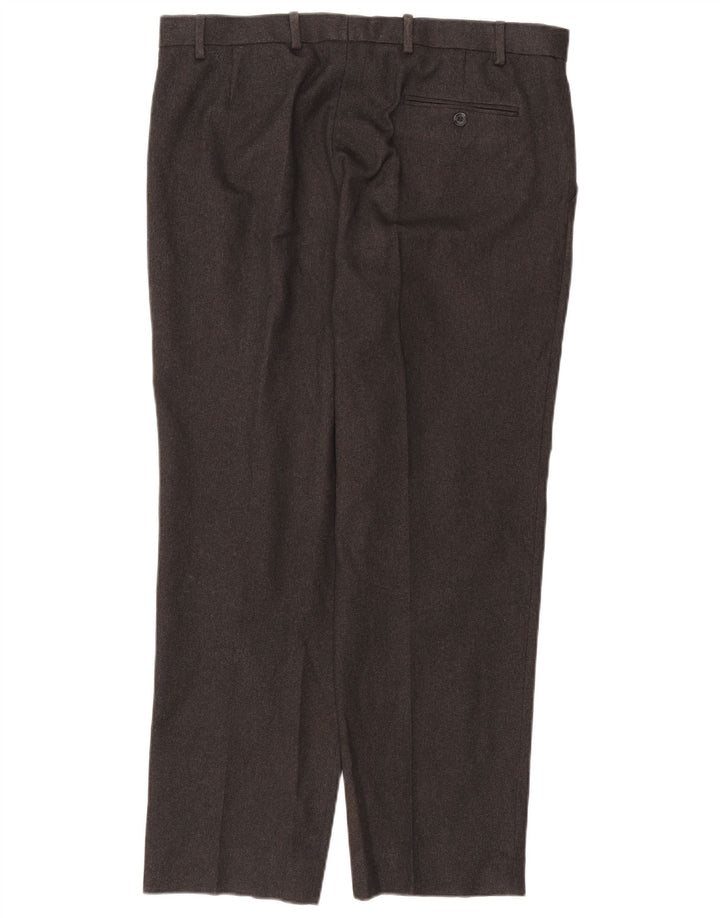Pantaloni da abito dritti regolari da uomo Marks & Spencer W38 L31 poliestere grigio