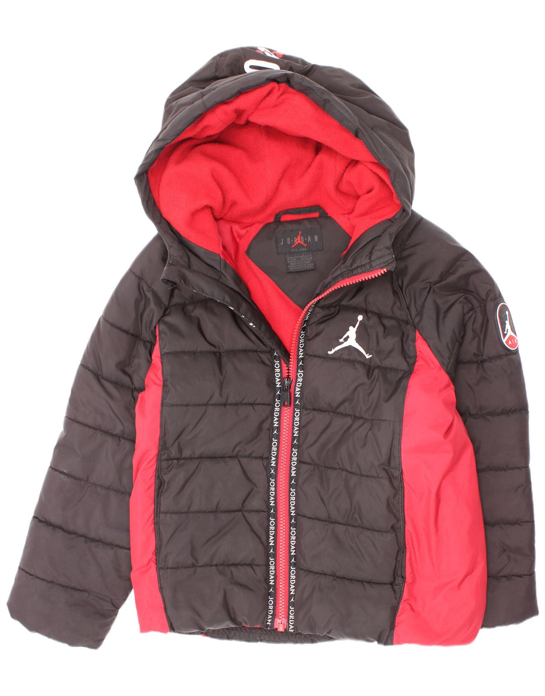 Giacca imbottita con cappuccio grafica Jordan da ragazzo, 6-7 anni, grande, colore nero