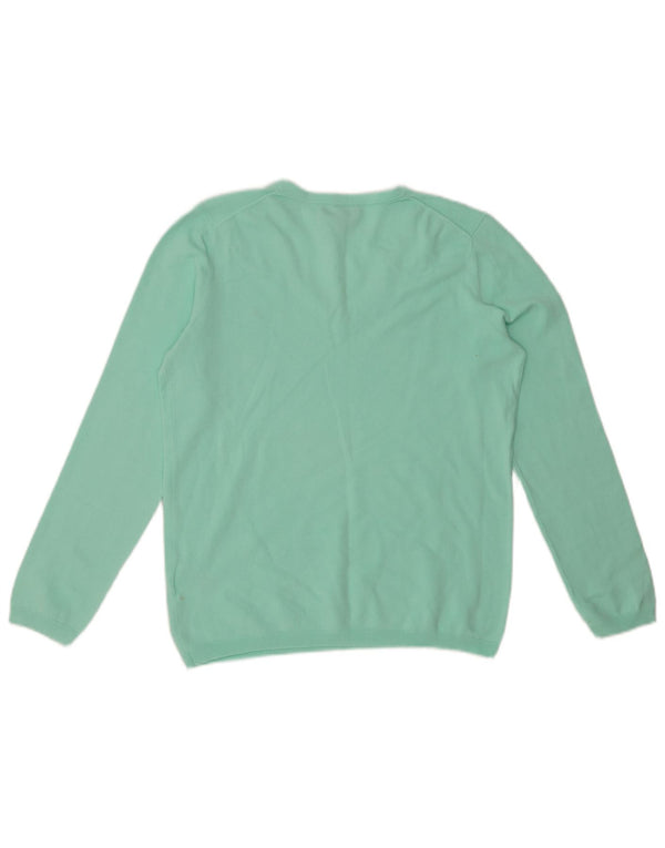 TOMMY HILFIGER Maglione da donna con scollo a V UK 14 Grande cotone turchese