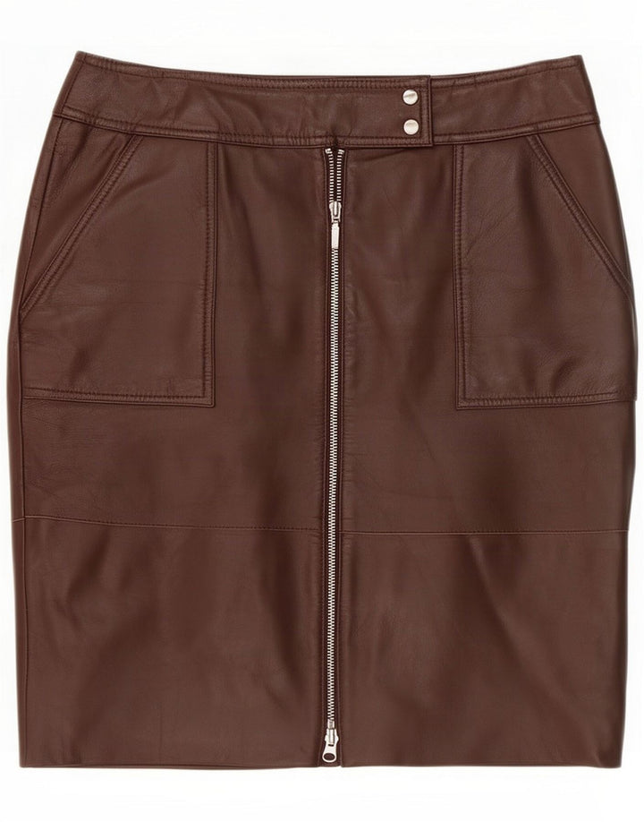 Etam Gonna in pelle da donna UK 14 Media W34 Marrone