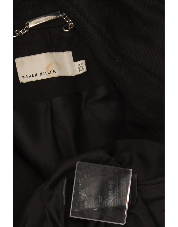 Trench doppiopetto da donna KAREN MILLEN UK 10 piccolo cotone nero