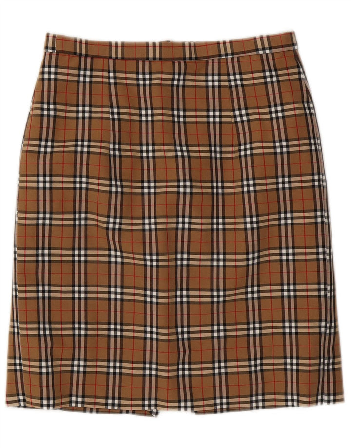 Gonna a tubino da donna VINTAGE W28 a quadri marrone medio
