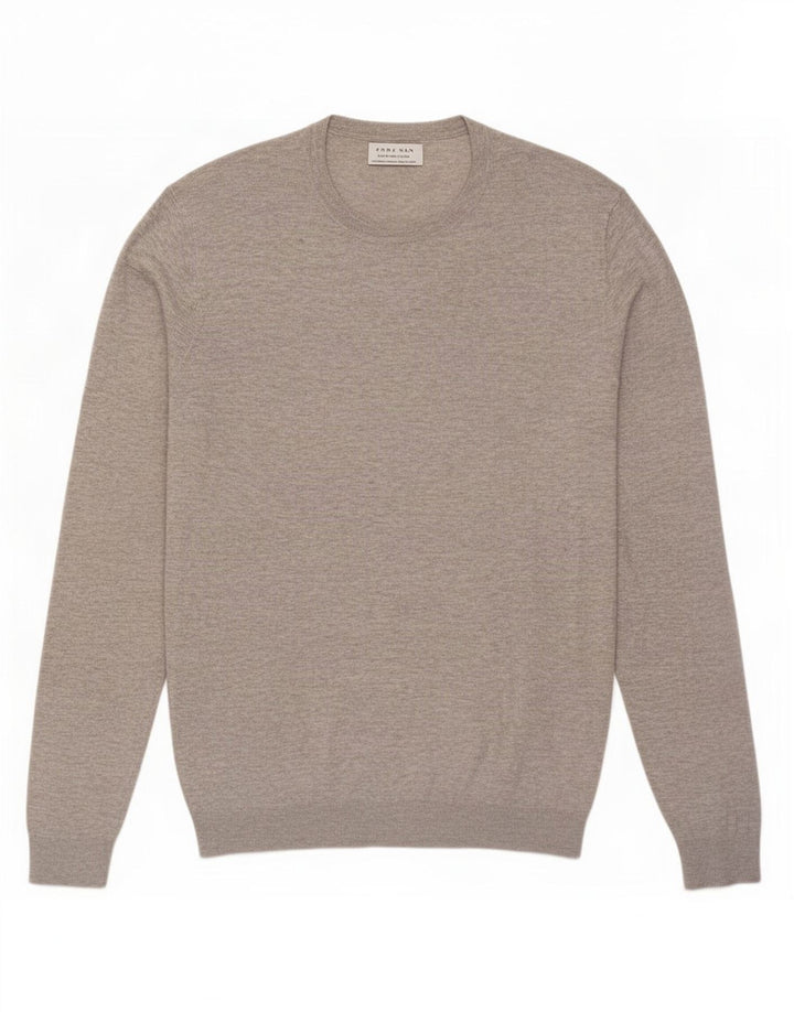 Maglione maglione girocollo da uomo Zara grande in cotone grigio
