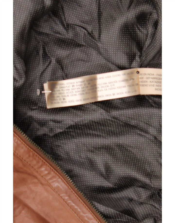 Giacca in pelle da donna Massimo Dutti UK 14 Marrone medio