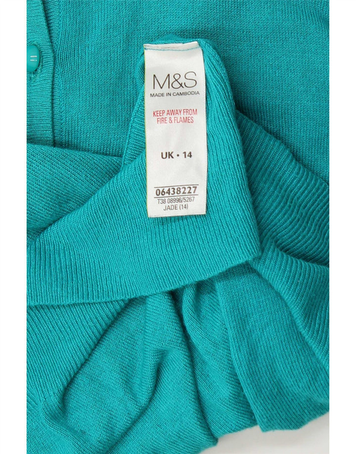 Maglione cardigan da donna Marks & Spencer UK 14 Large Turchese Viscosa