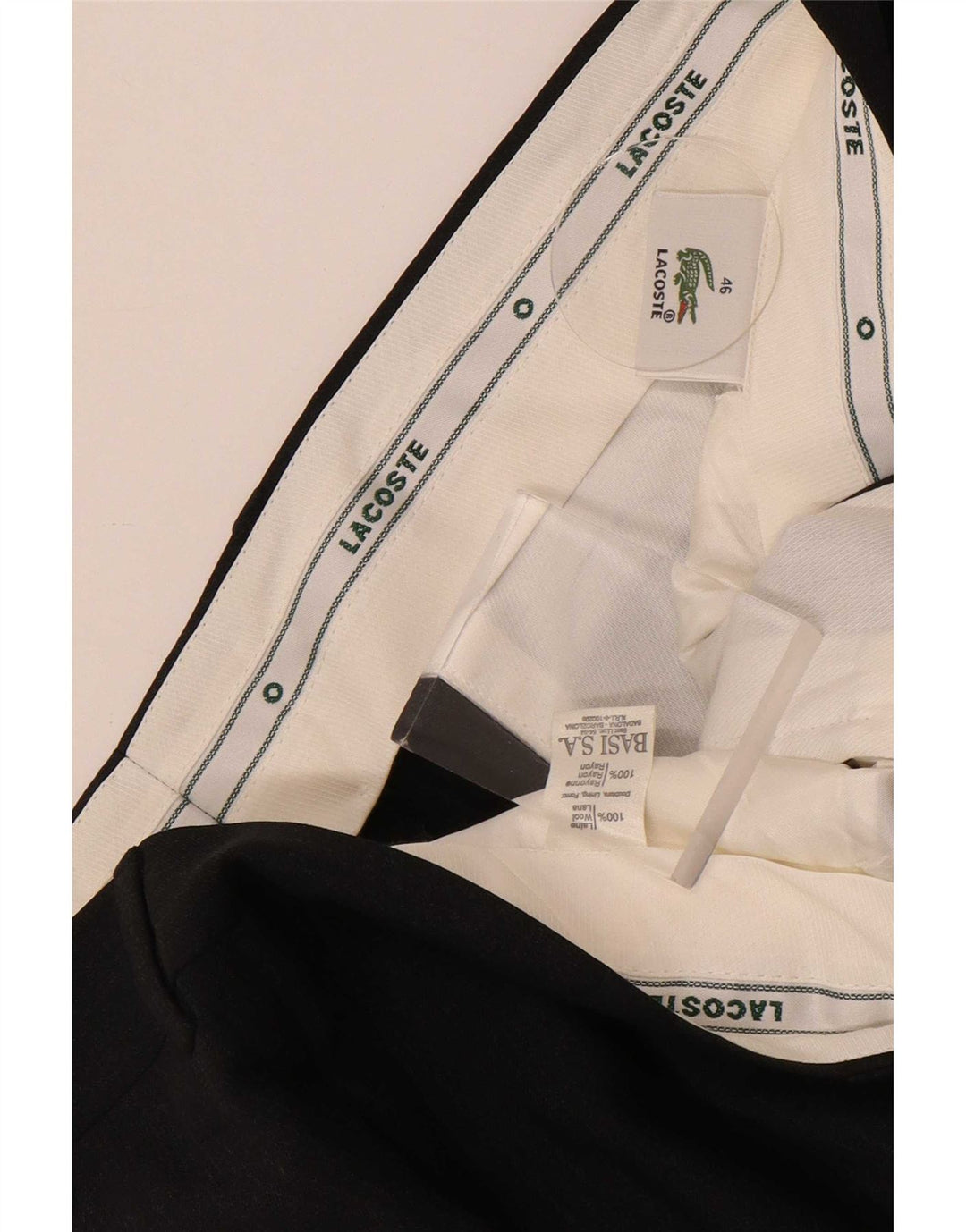 Pantaloni da completo da uomo Lacoste con pegging taglia 46 grande W36 L27 lana grigia