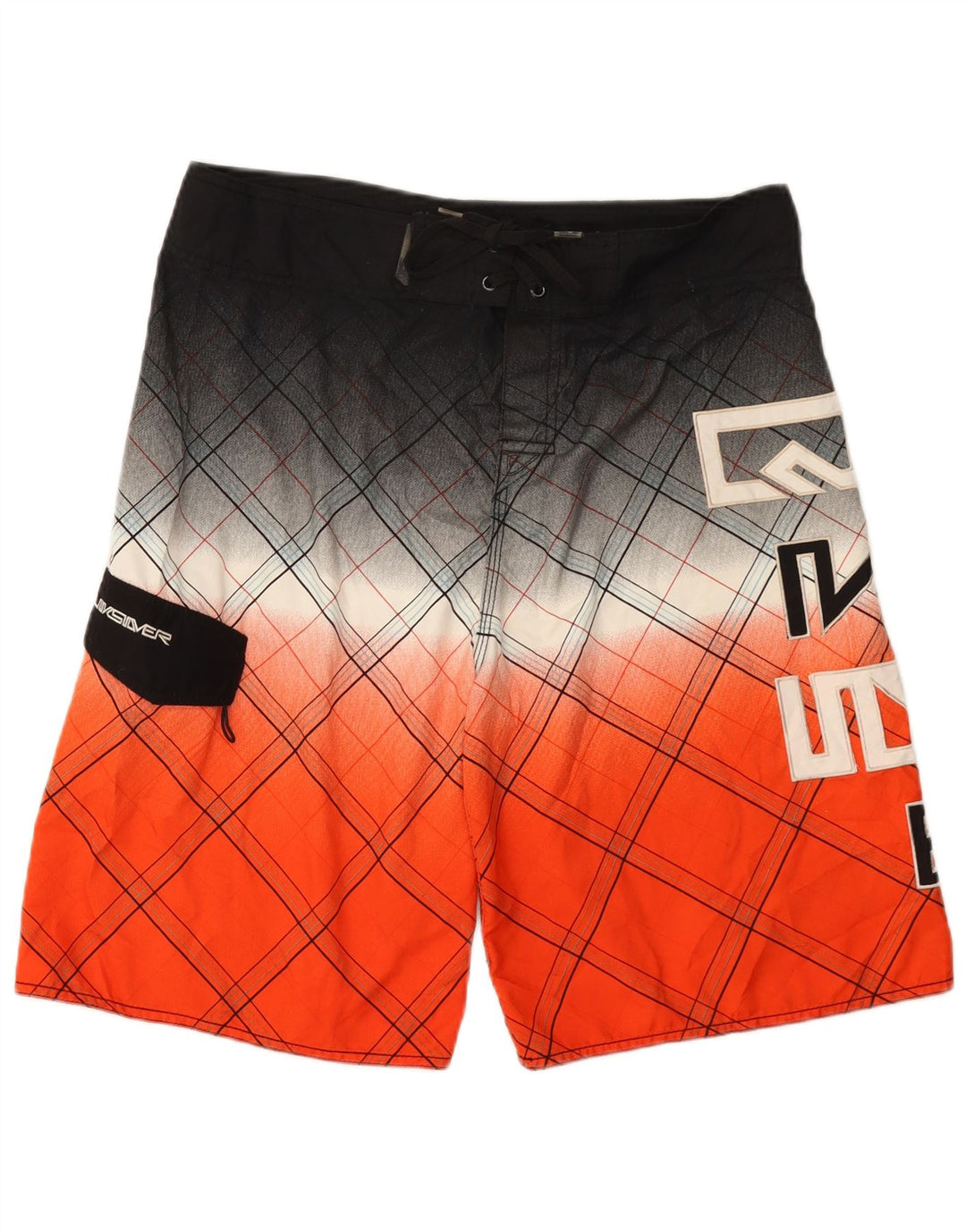 Pantaloncini da bagno grafici da uomo Quiksilver grandi in poliestere a quadri arancioni