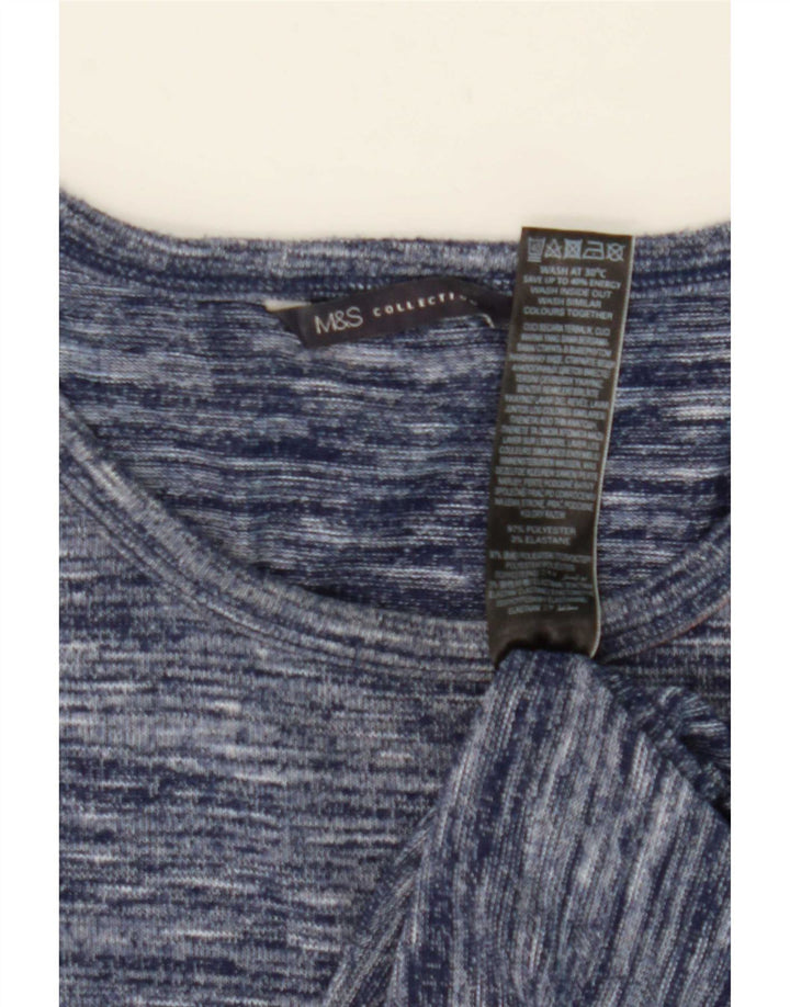 Marks & Spencer Top da donna a maniche lunghe UK 12 Poliestere screziato blu medio