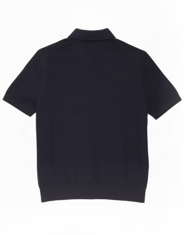 Gant Maglione da uomo a maniche corte con collo a polo piccolo in cotone blu navy