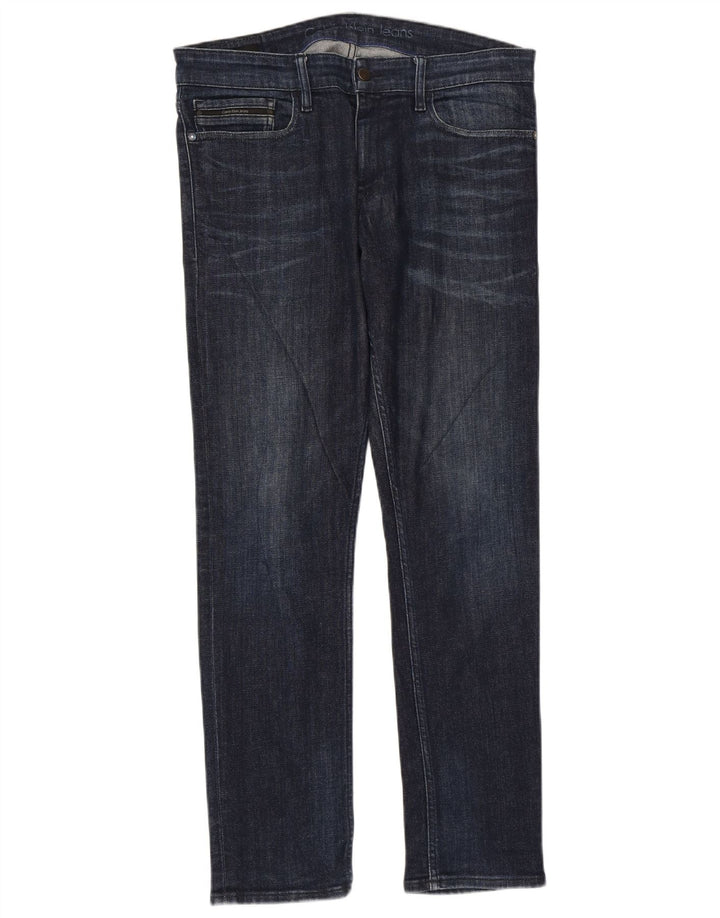 Jeans slim da uomo Calvin Klein W33 L32 cotone blu navy