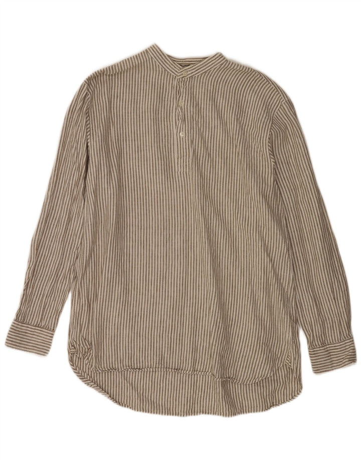 Camicia pullover da uomo Boden XL lino gessato marrone