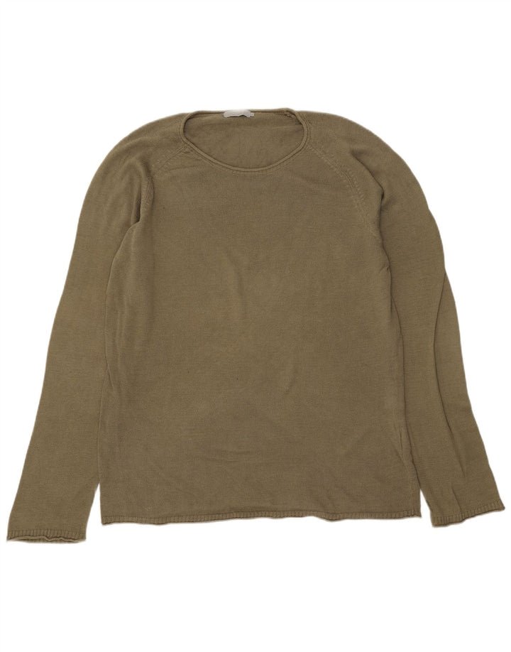Cos Uomo Maglione Girocollo Maglione Grande Cotone Kaki