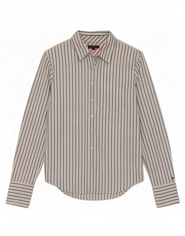 Camicia da donna Tommy Hilfiger US 6 cotone gessato blu medio