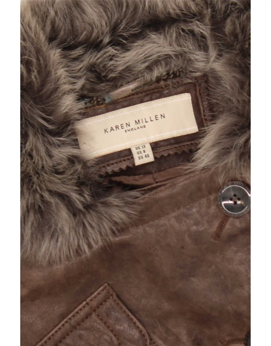 Giacca in pelle da donna Karen Millen UK 12 Marrone medio
