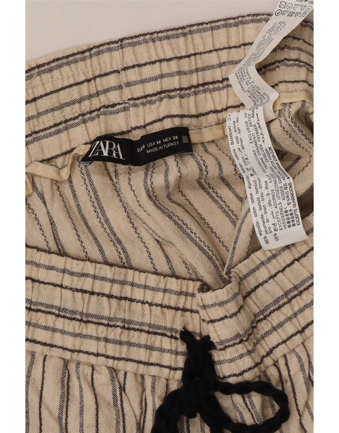 Pantaloncini chino da donna Zara medi W28 in cotone a righe beige