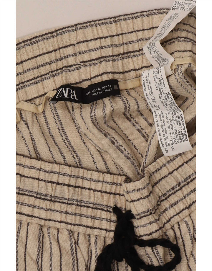 Pantaloncini chino da donna Zara medi W28 in cotone a righe beige