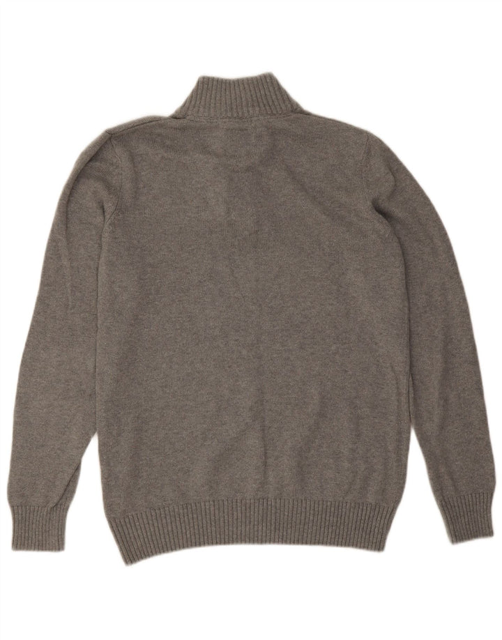 Crew Clothing Maglione da uomo con collo a bottoni, grande cotone grigio