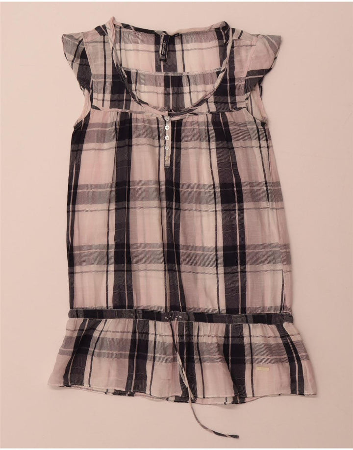 WOOLRICH Camicetta tunica da donna Top UK 6 XS Cotone a quadri bianco