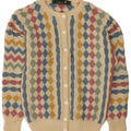 Maglione cardigan da donna Tulchan Taglia unica Lana vergine Beige Argyle/Diamond