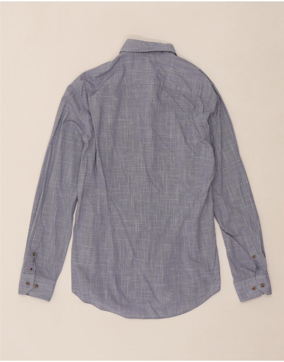 TOMMY HILFIGER Mens Tailored Shirt Size 15 1/2 39 Medium Blue Houndstooth Vintage Tommy Hilfiger and Second-Hand Tommy Hilfiger from Messina Hembry 
