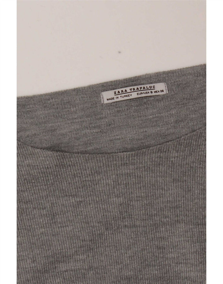 Top Zara Trafaluc da donna oversize a maniche lunghe UK 10 piccolo grigio