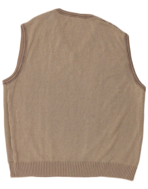 Canotta da uomo vintage canotta grande in cotone geometrico beige