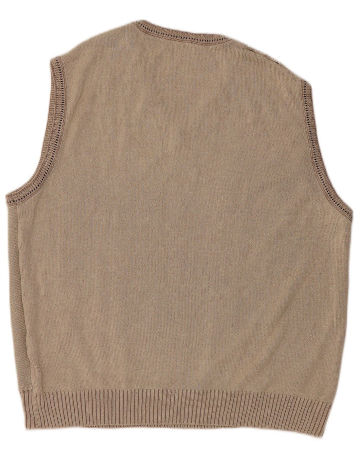 Canotta da uomo vintage canotta grande in cotone geometrico beige