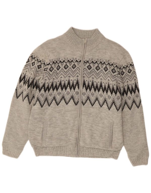 Atlas For Men Maglione cardigan da uomo XL Grigio Fair Isle acrilico