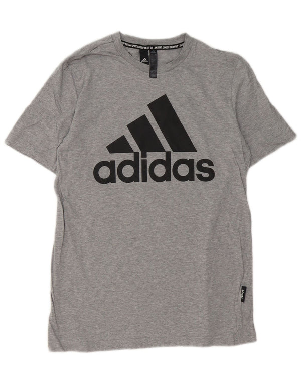 T-shirt grafica da uomo Adidas Top piccola in cotone chiazzato grigio