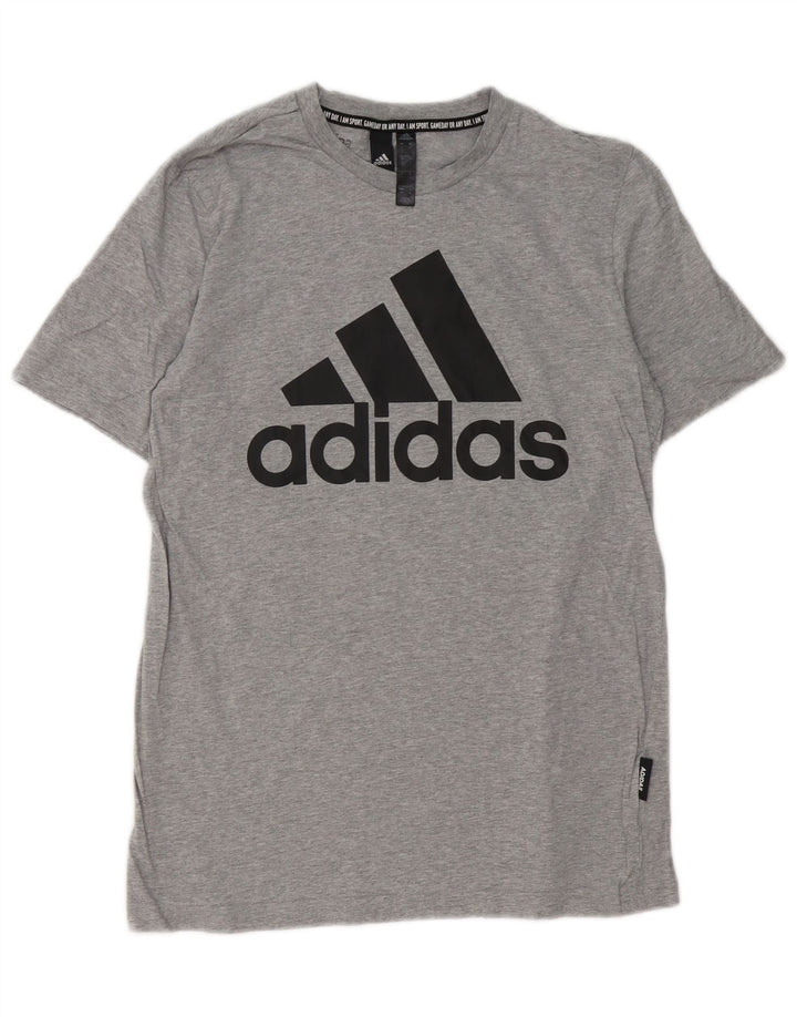 T-shirt grafica da uomo Adidas Top piccola in cotone chiazzato grigio