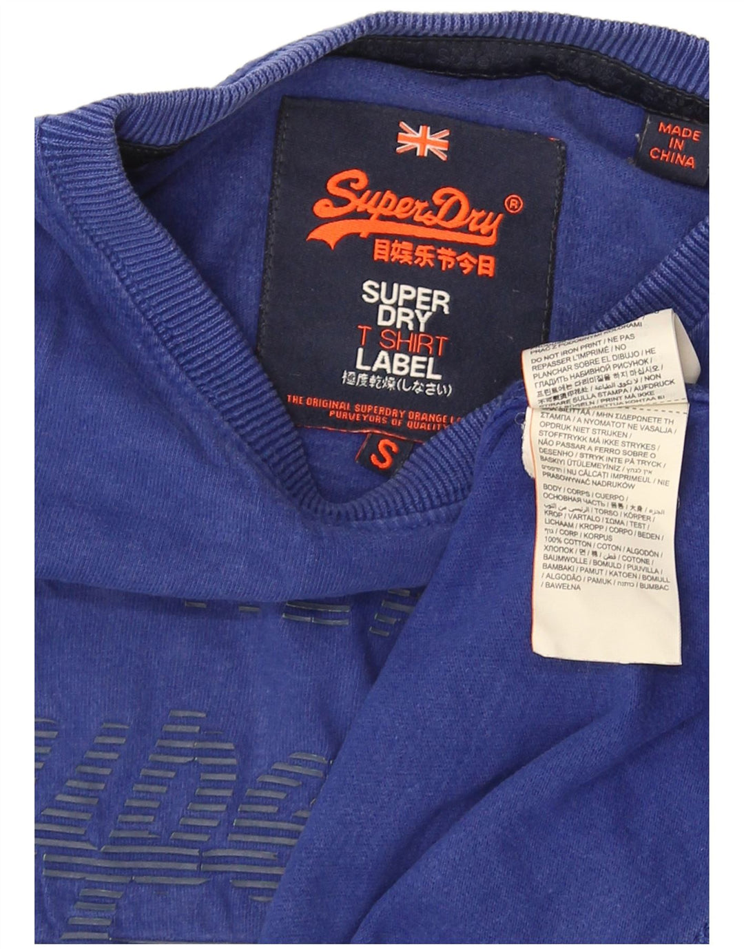 T-shirt grafica da uomo Superdry Top Small in cotone blu