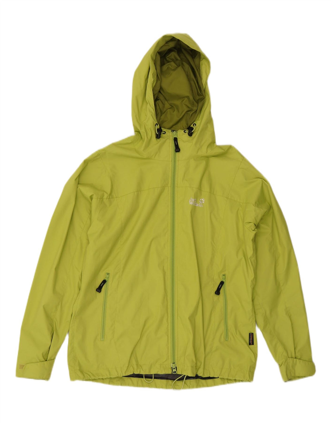 JACK WOLFSKIN Giacca antipioggia da donna con cappuccio UK 16 Large Verde Poliammide