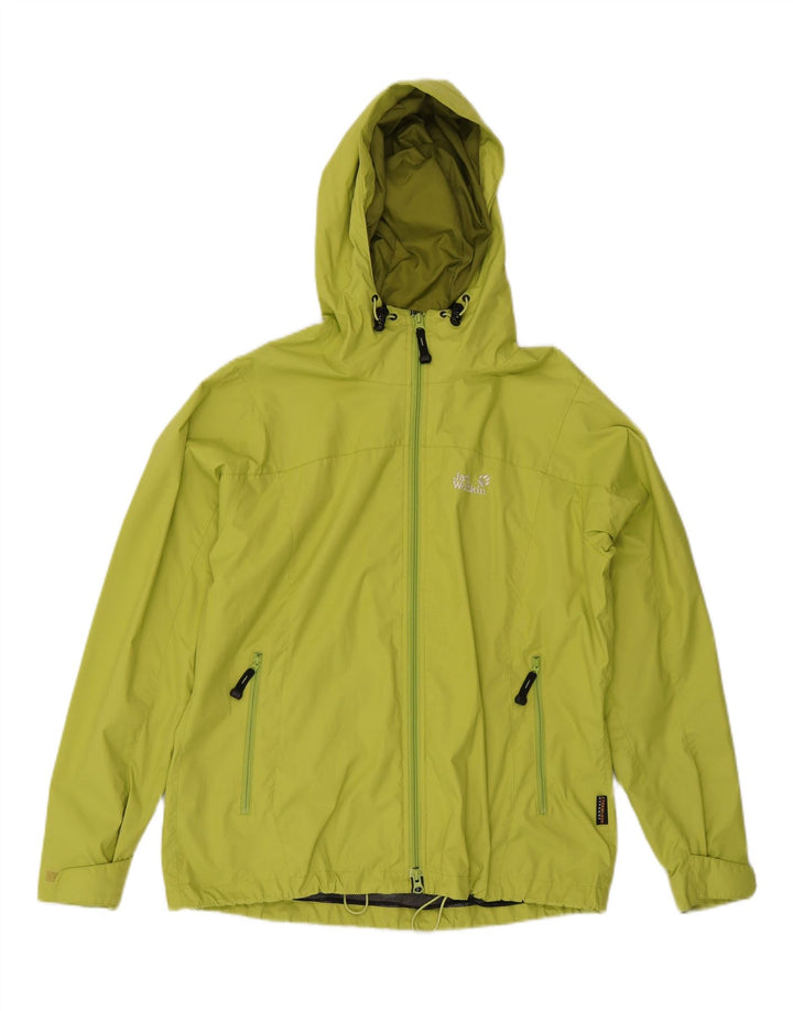 JACK WOLFSKIN Giacca antipioggia da donna con cappuccio UK 16 Large Verde Poliammide