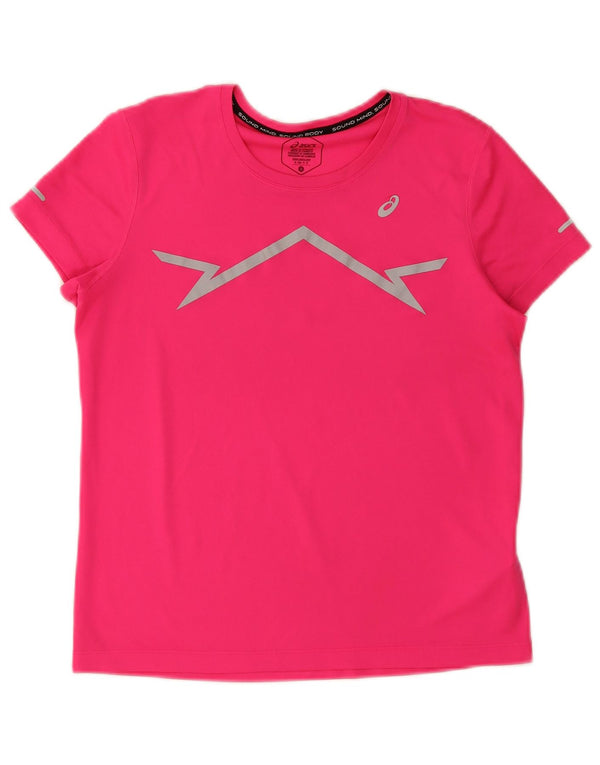 T-shirt grafica da donna Asics Top UK 10 piccola rosa poliestere