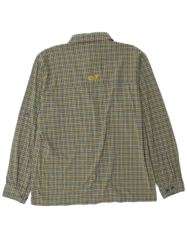 Camicia da uomo JACK WOLFSKIN UK 40/42 Poliammide a quadri gialli grandi