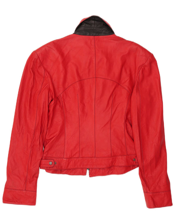 Giacca in pelle da donna David 2 UK 14 Pelle color block rosso medio