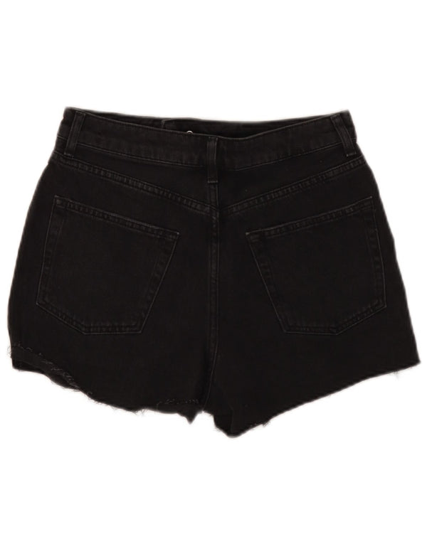 Topshop Pantaloncini di jeans invecchiati mamma da donna UK 10 piccoli W28 cotone nero