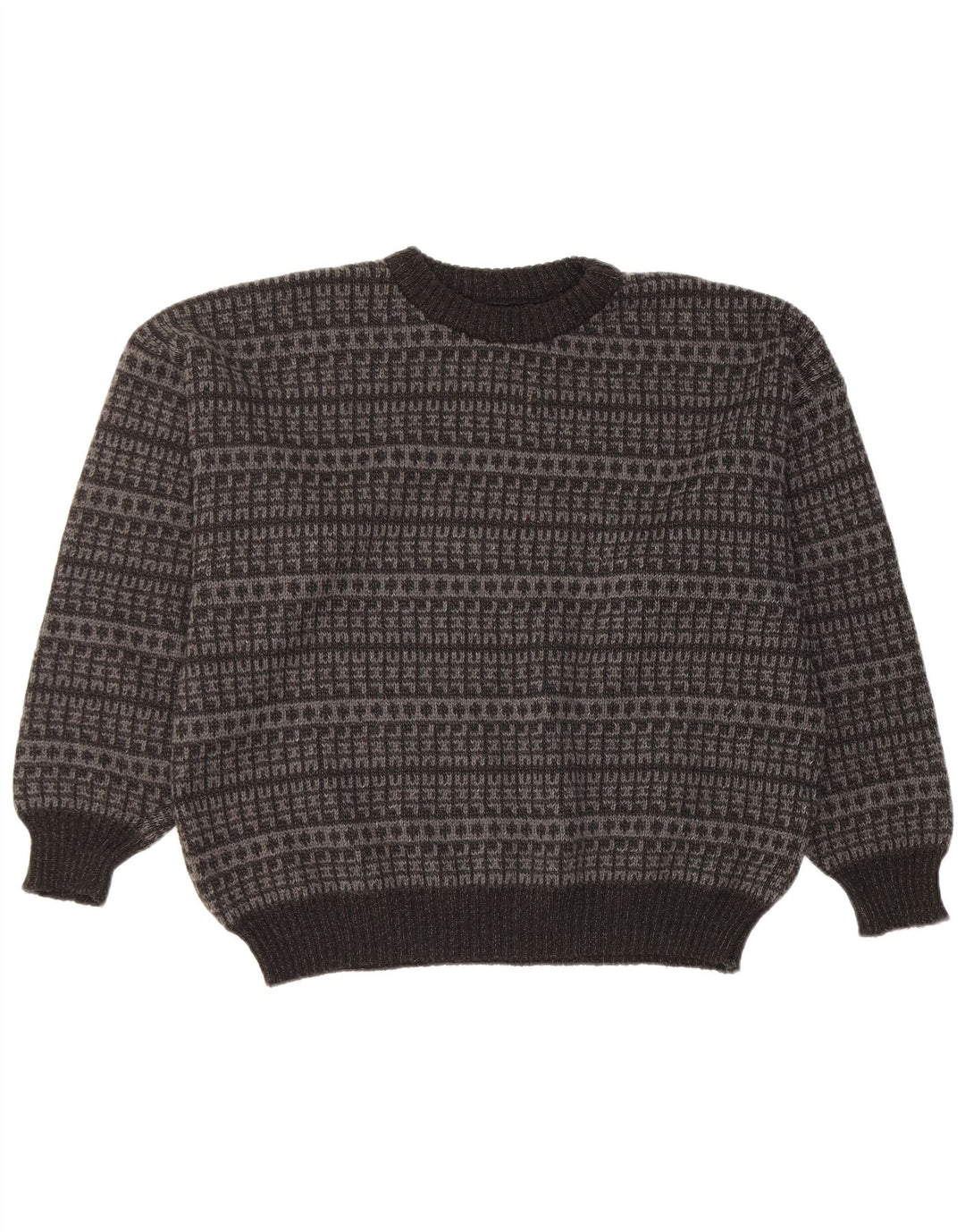 Maglione maglione girocollo da uomo vintage grande geometrico nero