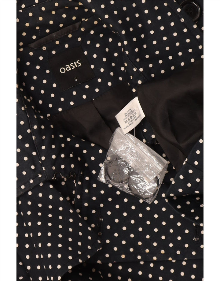 Trench da donna Oasis UK 8 piccolo cotone nero a pois
